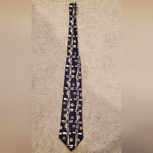 Men's Vintage Black White Silk Geometric Necktie JT Beckett